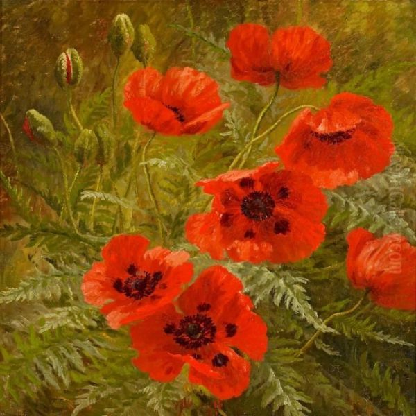 Garden Withpoppy Oil Painting by Anthonie, Anthonore Christensen