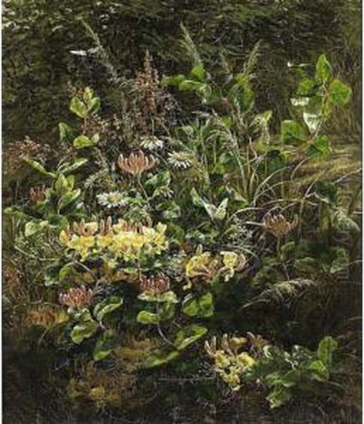 A Flower Bouquet On A Forest Floor Oil Painting by Anthonie, Anthonore Christensen