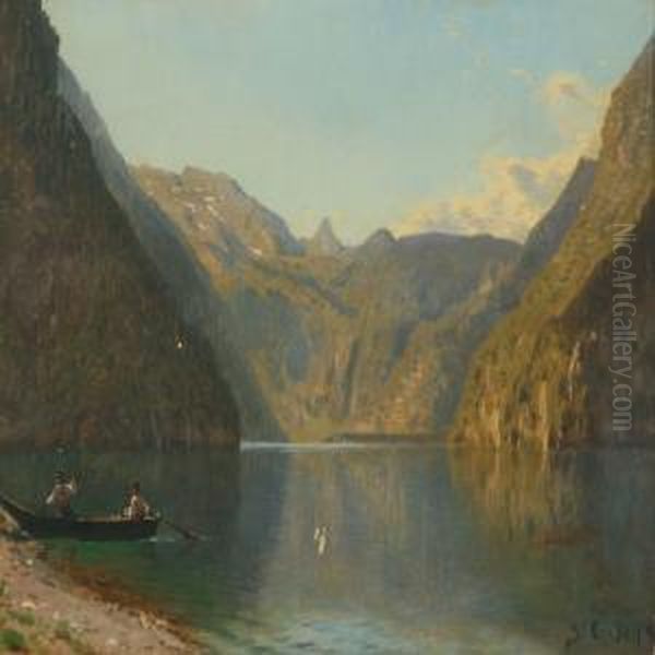 Scenery Fromzuricher See Oil Painting by Godfred B.W. Christensen