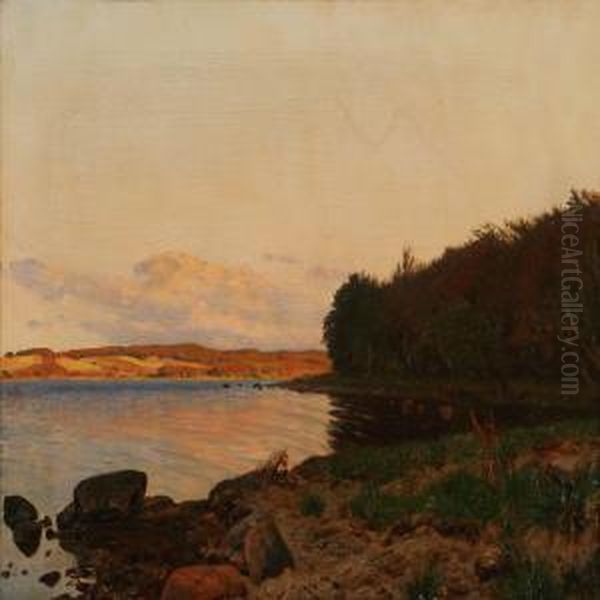 View Of A Danishinlet Oil Painting by Godfred B.W. Christensen