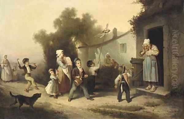 Returning from the fair Oil Painting by Alexander Hohenlohe Burr