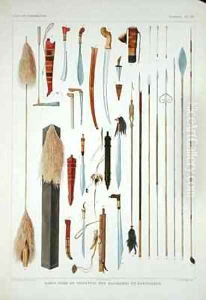 Weapons from Borneo Oil Painting by Bruining, T.C.