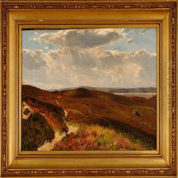 Overlooking A Moor Landscape Oil Painting by Godfred B.W. Christensen