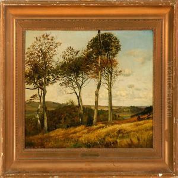 Autumn Landscape With Tall Trees Oil Painting by Godfred B.W. Christensen