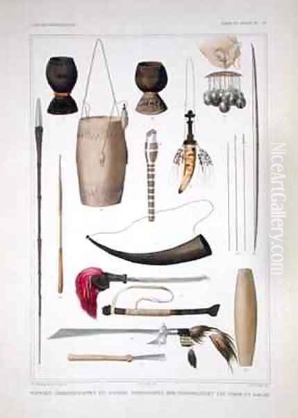 Weapons and ritual objects from Timor Oil Painting by Bruining, T.C.