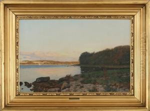 Rodenland At Vejle Inlet With Manorhouse Oil Painting by Godfred B.W. Christensen