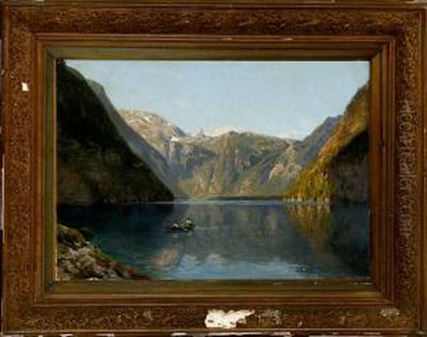 German Mountain Scenery From Konigsee Oil Painting by Godfred B.W. Christensen