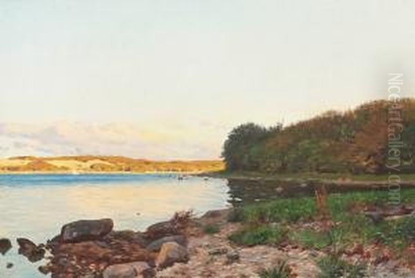 Rodenland At Vejle Inlet With Manor Oil Painting by Godfred B.W. Christensen