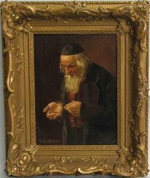 Judischer Alter Mann Beim Zahlen Des Geldes Oil Painting by John Aksel Christensen