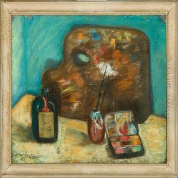 Still Life With A Bottle Oil Painting by John Aksel Christensen