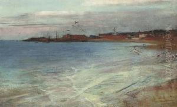 Looking Towards North Berwick, East Lothian From The West, The Bass Rock In The Distance Oil Painting by James Elder Christie