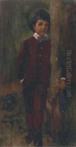 A Boy Leaning On A Tree Oil Painting by James Elder Christie