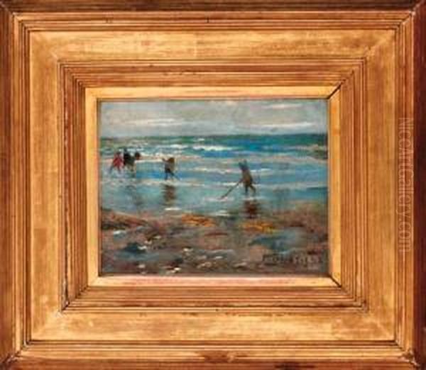 Children On A Beach Oil Painting by James Elder Christie