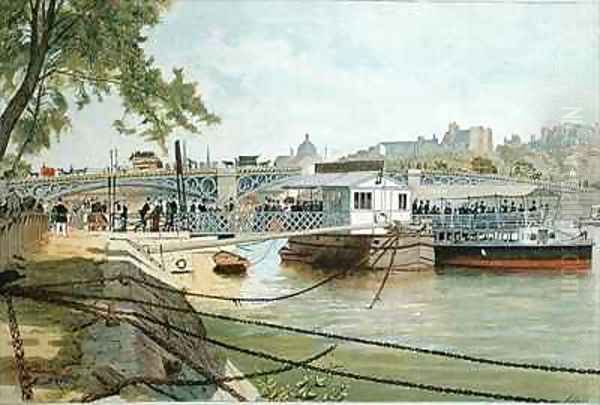 The Ponton at Suresnes, next to the Pont des Saints Peres Oil Painting by Alexandre Brun