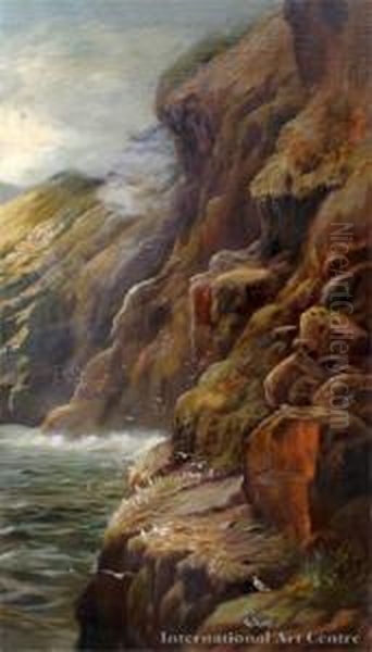 Coastal Scene Oil Painting by Ernest William Christmas