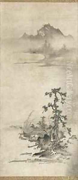 Landscape, Muromachi Period Oil Painting by Bunsei