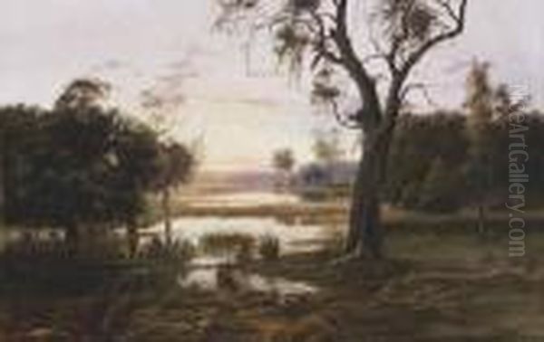 The Billabong Oil Painting by Ernest William Christmas