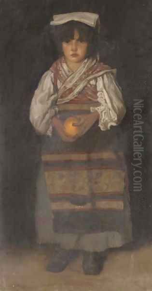 The little orange girl Oil Painting by Edward H. Bearne