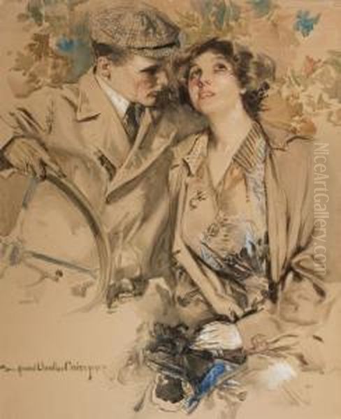 A Modern-day Motoring Couple, Motor Magazine Cover Oil Painting by Howard Chandler Christy