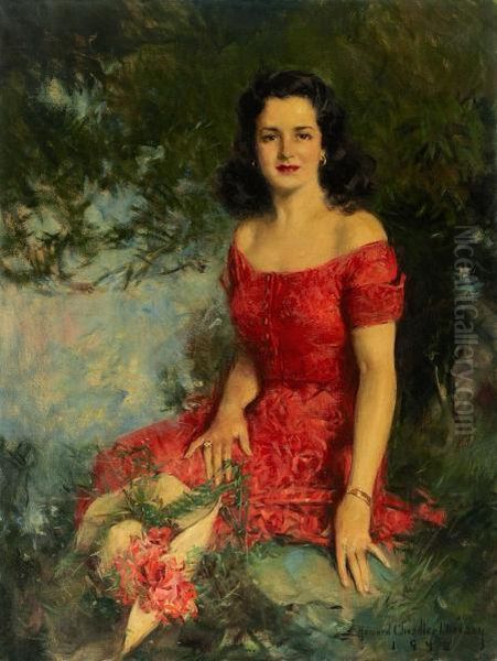 Portrait Of Miss Cushing Oil Painting by Howard Chandler Christy