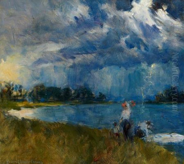 Stormy Landscape With Figures Oil Painting by Howard Chandler Christy