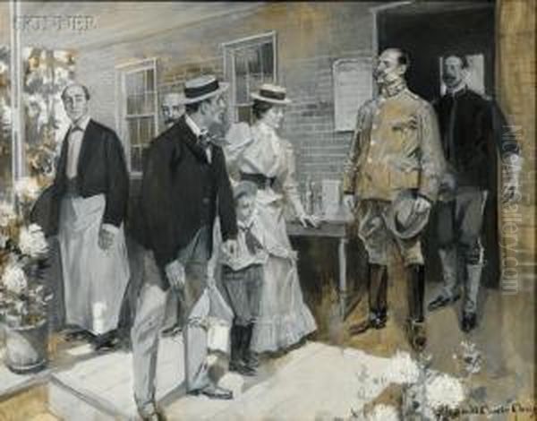 Meeting At The Restaurant Oil Painting by Howard Chandler Christy