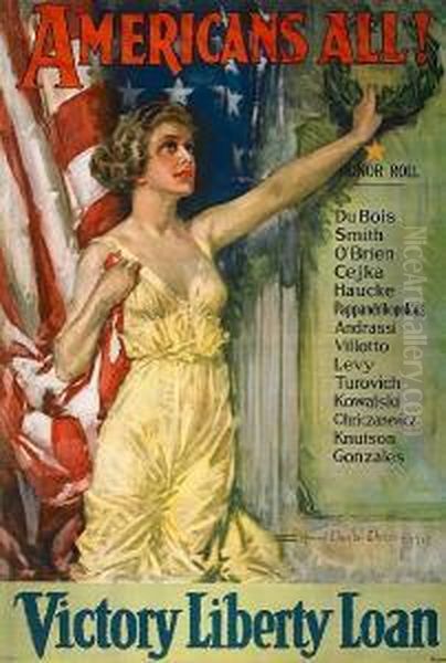 Fight Of Buy Bonds; Americans All! Victory Liberty Loan Oil Painting by Howard Chandler Christy