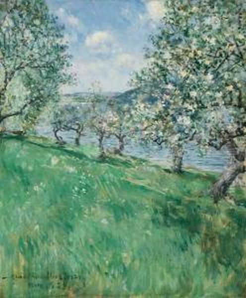 Blossoms Along The River Oil Painting by Howard Chandler Christy