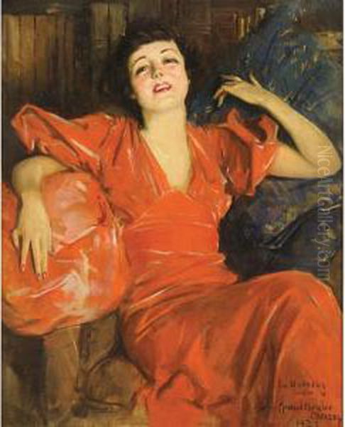 Dorothy In A Red Dress Oil Painting by Howard Chandler Christy