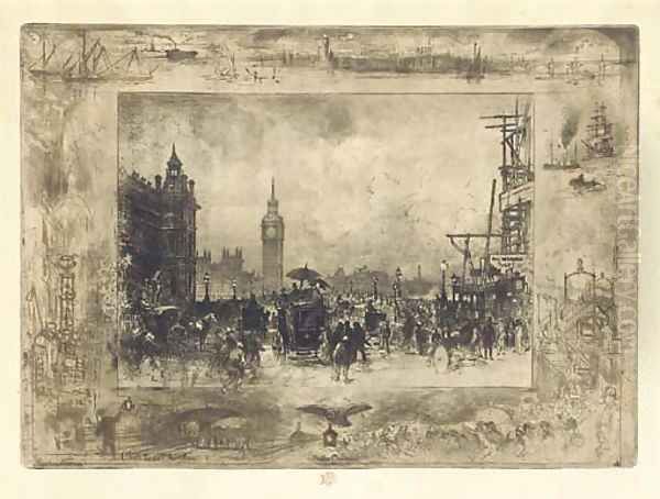 Westminster Palace Oil Painting by Felix-Hilaire Buhot