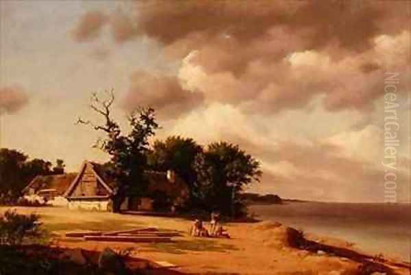 Fisherfolk at Oresund Oil Painting by Heinrich Buntzen