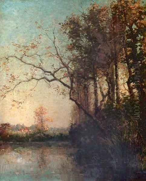 Etang a Tervueren by the lake Oil Painting by Hippolyte Boulenger