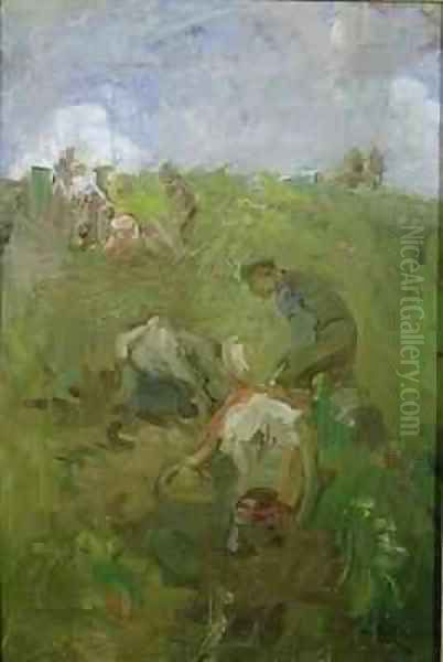 Fieldworkers Oil Painting by Robert Brough