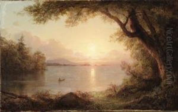 Landscape In The Adirondacks Oil Painting by Frederic Edwin Church