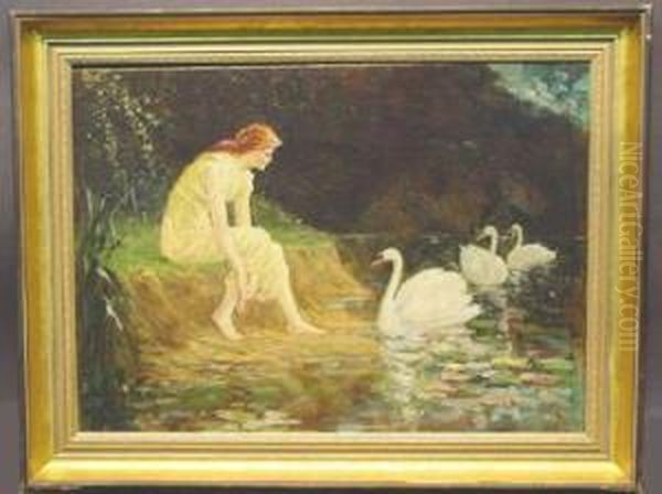 Fairy And The Swans Oil Painting by Frederick Stuart Church