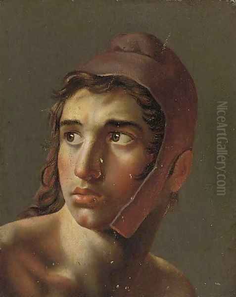 Portrait of a young man in a Phrygian cap Oil Painting by Wilhelm Ferdinand Bendz