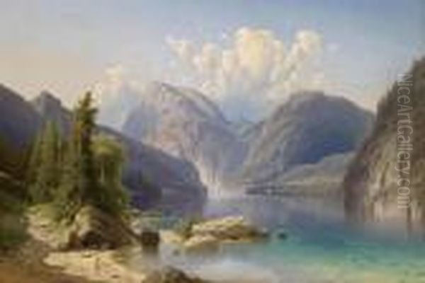 View Of The Konigssee Oil Painting by Adolf Chwala