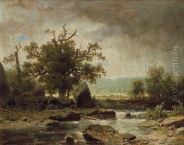 Fluslandschaft Oil Painting by Adolf Chwala