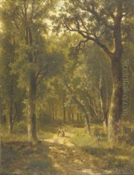 Bauernpaar Im Wald Oil Painting by Adolf Chwala