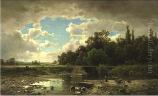 Landscape With Stream Oil Painting by Adolf Chwala