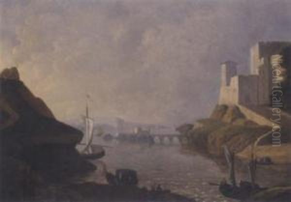 Capriccio River Landsacpe Oil Painting by Adolf Chwala