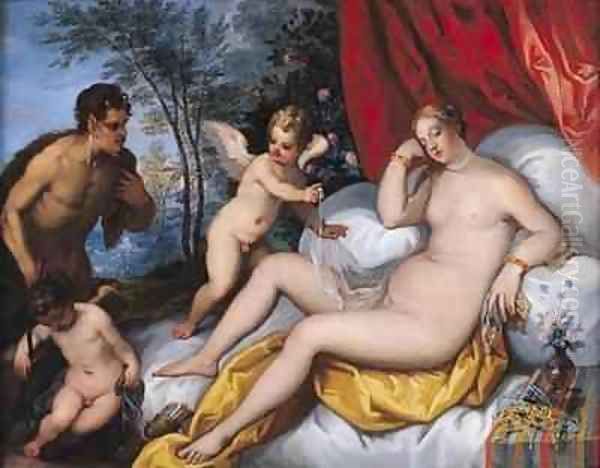 Venus and Pan Oil Painting by J. & Rottennhammer, Hans I Brueghel