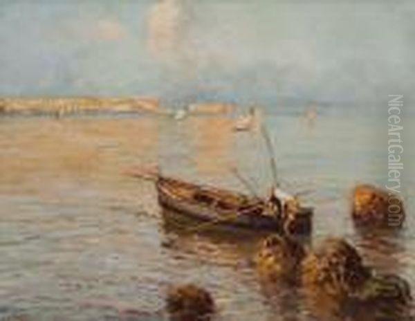 Marina Oil Painting by Giuseppe Giardiello