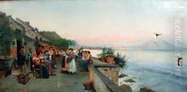 Tarantella A Mare Oil Painting by Giuseppe Giardiello