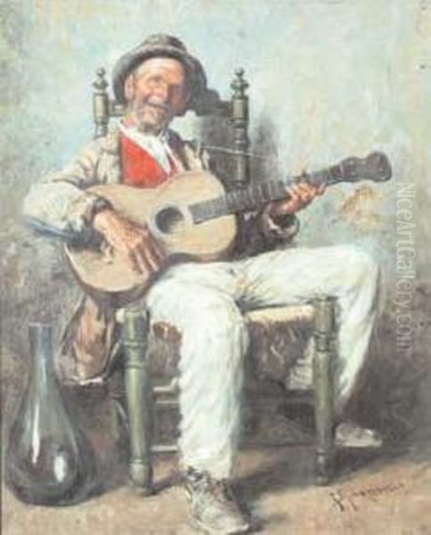 Vecchio Suonatore Oil Painting by Giuseppe Giardiello