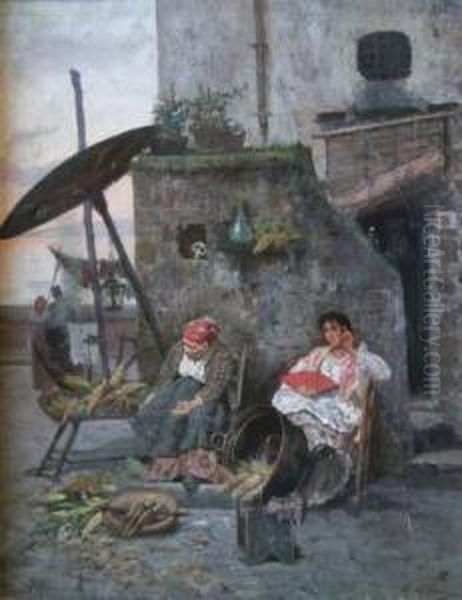 Venditori Di Spighe Oil Painting by Giuseppe Giardiello