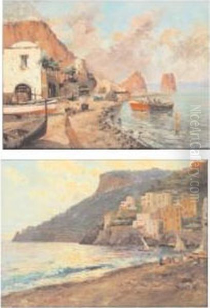 Marine Di Capri E Amalfi Oil Painting by Giuseppe Giardiello