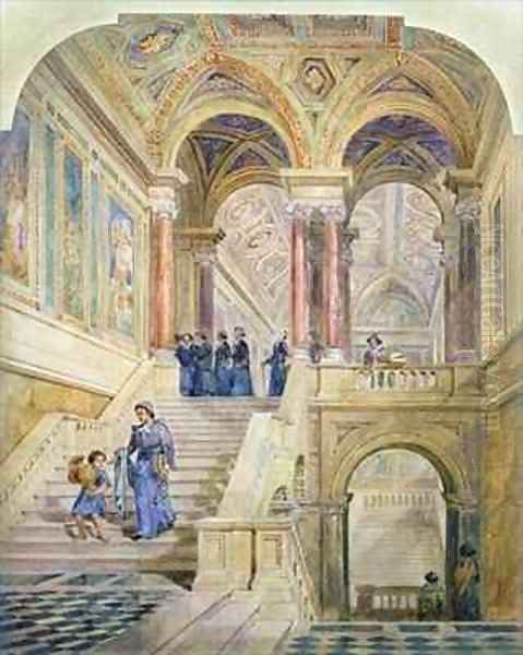 Design for the staircase of Leeds Town Hall Oil Painting by Cuthbert Brodrick