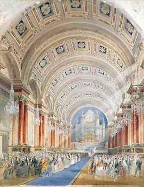 Interior Perspective, Leeds Town Hall Oil Painting by Cuthbert Brodrick