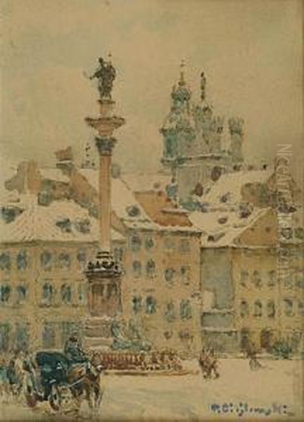 Plac Zamkowy Oil Painting by Tadeusz Ii Cieslewski